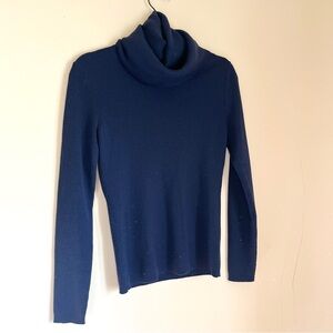 Tory Burch Sport Navy Ribbed Longsleeve Turtleneck size Small